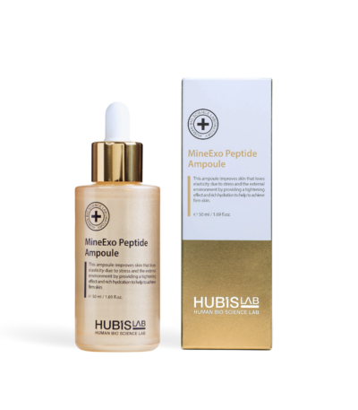 Hubislab MinExo Peptide. Anti-age. En koncentrerad ampull framtagen för hud som behöver mer spänst, fukt och vitalitet. Formulan hjälper till att förbättra hudens elasticitet över tid och bidrar till en slätare, fastare och mer ungdomlig hudkänsla.