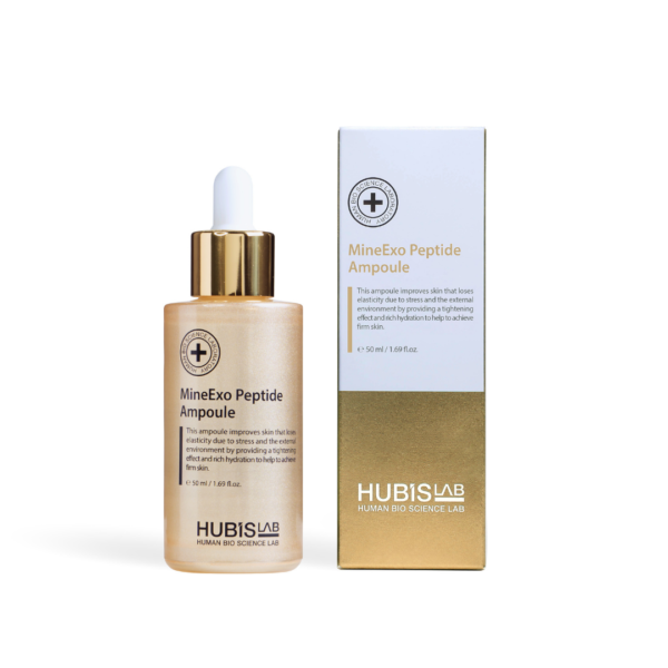Hubislab MinExo Peptide. Anti-age. En koncentrerad ampull framtagen för hud som behöver mer spänst, fukt och vitalitet. Formulan hjälper till att förbättra hudens elasticitet över tid och bidrar till en slätare, fastare och mer ungdomlig hudkänsla.